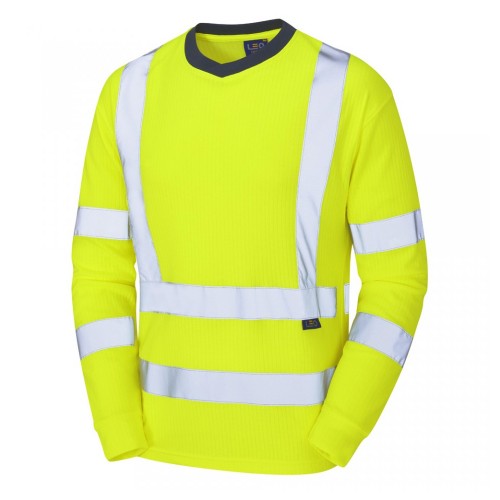 Leo Workwear Riverton Class 3 Hi-Vis Yellow Long-Sleeve T-Shirt Leo Workwear Riverton Class 3 Hi-Vis Yellow Long-Sleeve T-Shirt